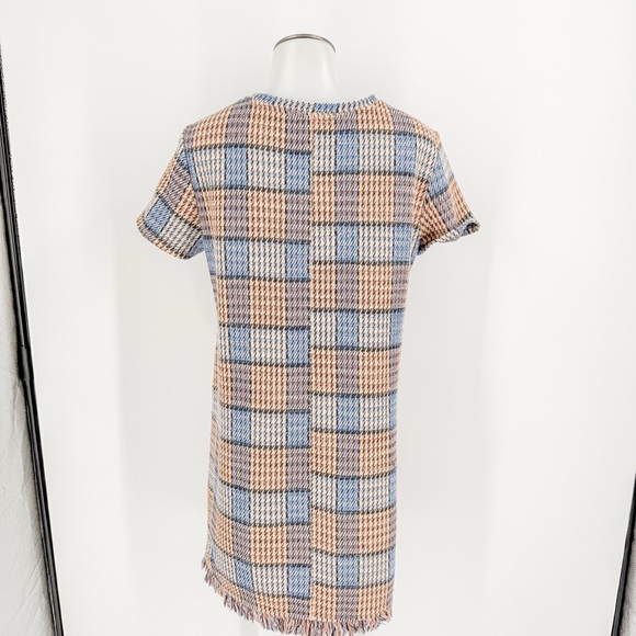 Zara Plaid Dress in Blue and Tan - Picture 4 of 4